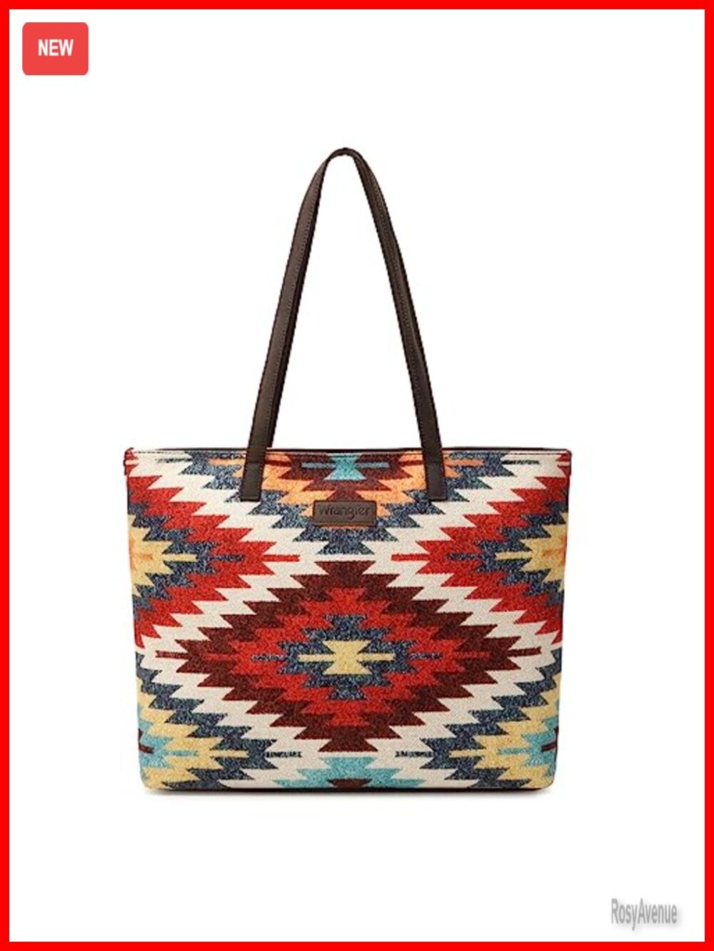 Canvas Tote Bag with Leather Handles Aztec Print Shoulder Bag for Work Travel